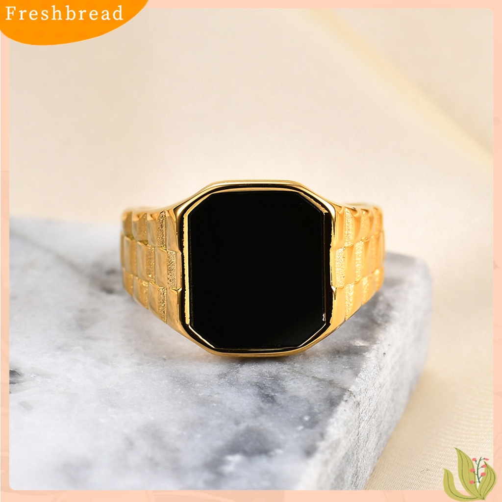 &lt; Freshbread &gt; Wanita Cincin Gaya Sederhana Warna Vibrant Tahan Karat Luntur Mengkilap Hias Baja Titanium Vintage Mewah Square Lady Ring Perhiasan Fashion Untuk Wanita