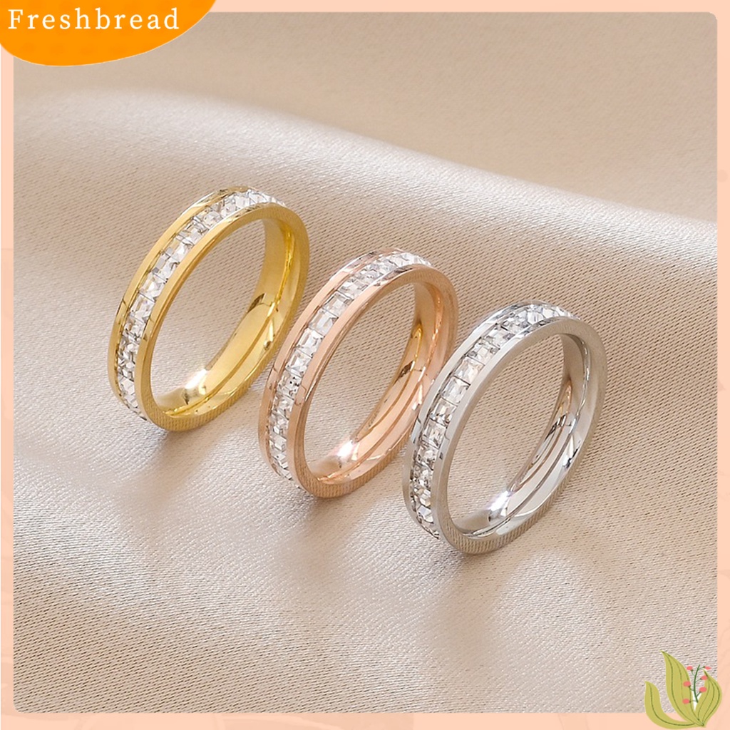 &lt; Freshbread &gt; Wanita Cincin 2-layers Minimalis Dipoles Mungil Hadiah Mewah Emas Warna Perak Berkilau Berlian Imitasi Dewasa Jari Cincin Perhiasan Fashion