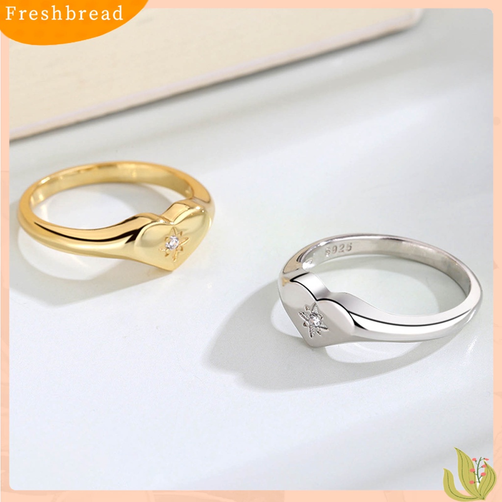 &lt; Freshbread &gt; Wanita Cincin Berlian Imitasi Hias Tidak Luntur Alloy Halus Cinta Jari Cincin Untuk Ulang Tahun