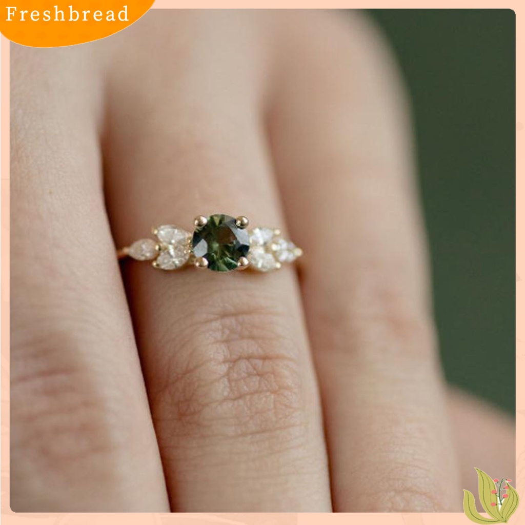 &lt; Freshbread &gt; Lady Finger Ring Indah Berlian Imitasi Hijau Cubic Zircon Female Ring Untuk Pernikahan