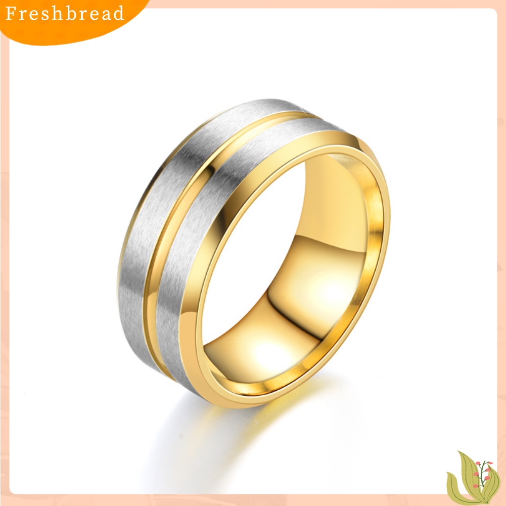 &lt; Freshbread &gt; Fashion Pria Wanita Two Tone Band Finger Cincin Pernikahan Pertunangan Perhiasan Hadiah