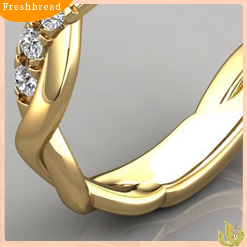 &lt; Freshbread &gt; Cincin Kawin Memutar Berkilau High-end Besar Berlian Imitasi Buku Jari Circlet Perhiasan Perempuan