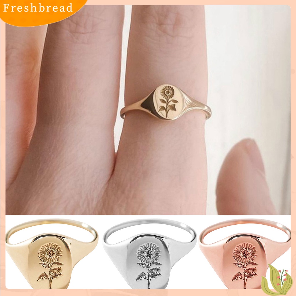 &lt; Freshbread &gt; Wanita Fashion Bunga Matahari Terukir Cincin Elegan Circlet Perhiasan Aksesoris Hadiah