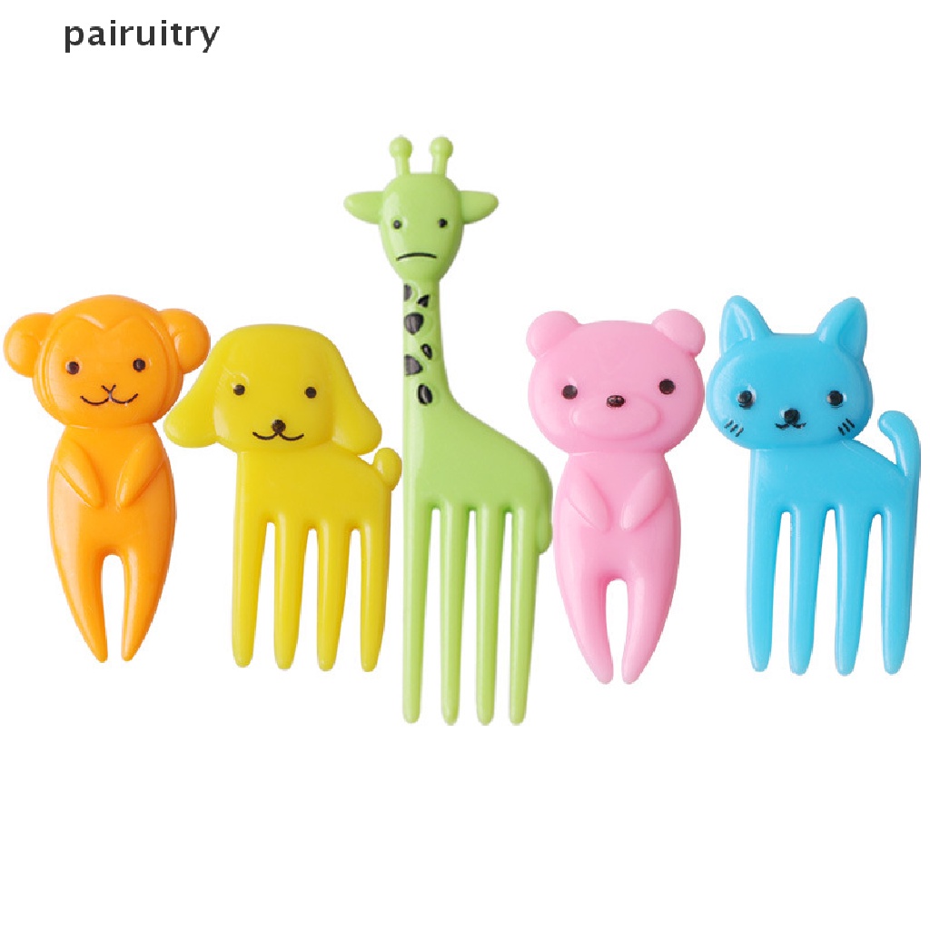 Prt Set 10pcs Cute Animals Food Picks Mini Kartun Tusuk Gigi Buah Garpu Picks PRT