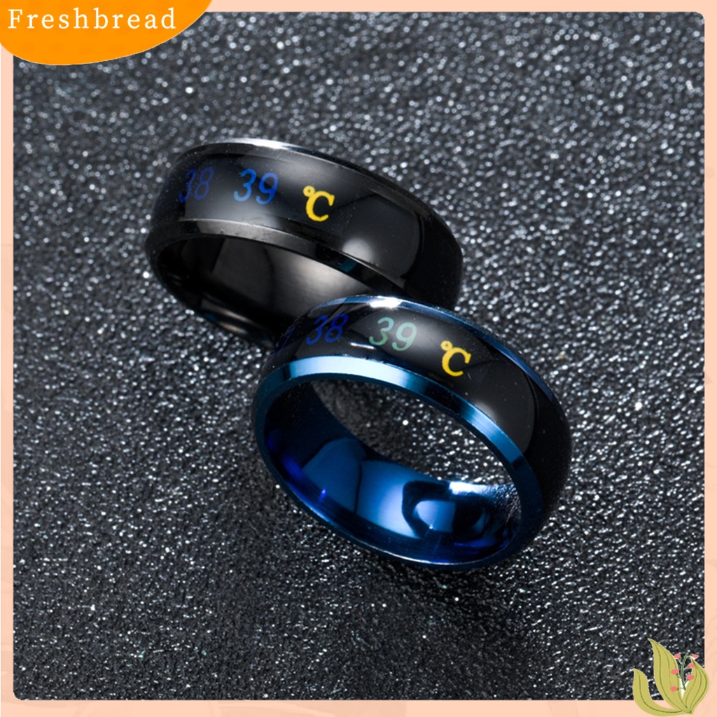 &lt; Freshbread &gt; Fashion Stainless Steel Suhu Cerdas Suasana Hati Emosi Perasaan Cincin Pasangan