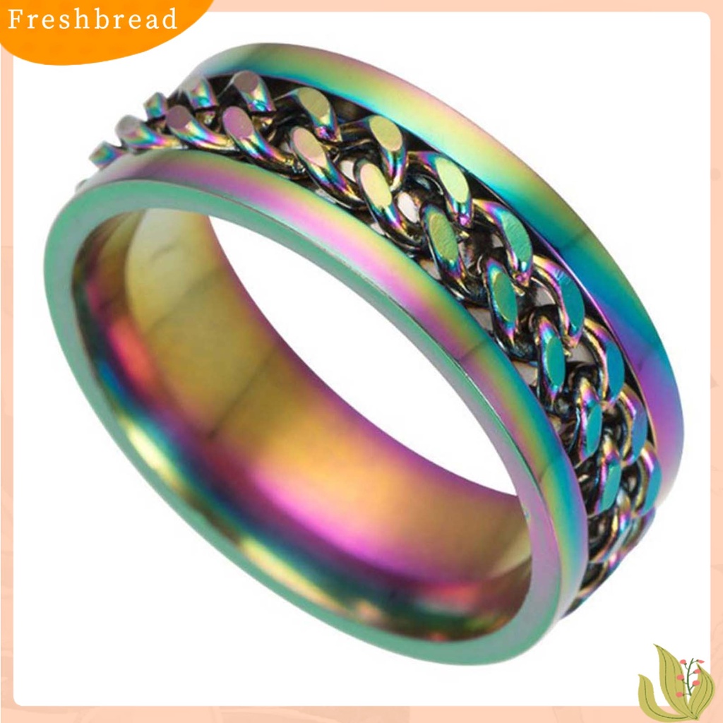 &lt; Freshbread &gt; Rantai Rotatable Chain Glittering Perhiasan Hadiah Pria Jari Cincin Untuk Club