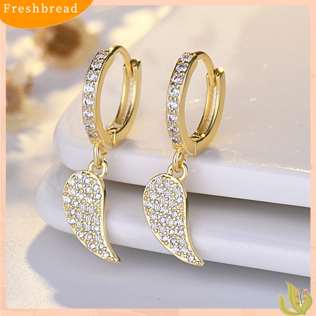 &lt; Freshbread &gt; 1pasang Anting Menjuntai Glitter Hiasan Telinga Temperamen Elegan Sayap Malaikat Berlian Imitasi Klip Telinga Untuk Pacaran