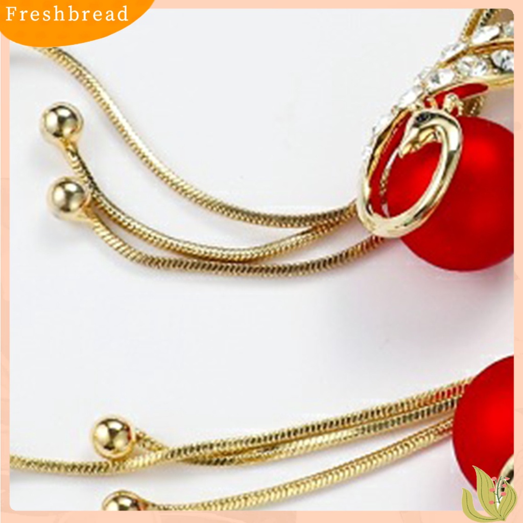 &lt; Freshbread &gt; 1pasang Tindik Shiny Drop Earrings Alloy Faux Peacock Pearl Tassel Lady Hook Earrings Perhiasan Pesta