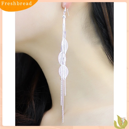 &lt; Freshbread &gt; Wanita Chic Daun Hati Berlian Imitasi Jumbai Panjang Drop Menjuntai Linear Hook Earrings