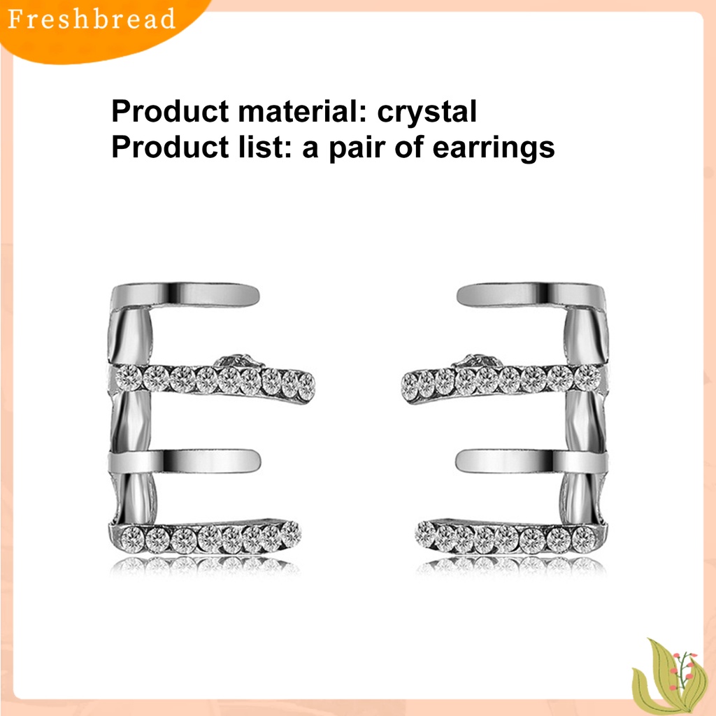 &lt; Freshbread &gt; 1pasang Anting Tusuk 4cakar Berlian Imitasi Perhiasan Berkilau Gaya Korea Ear Studs Untuk Pesta Perjamuan Pernikahan