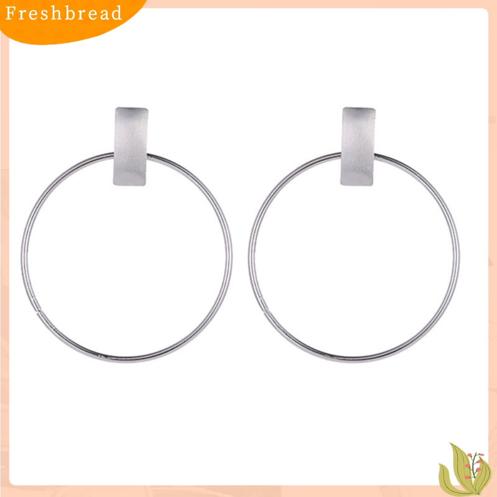 &lt; Freshbread &gt; Minimalis Wanita Lingkaran Besar Persegi Panjang Geometris Statement Stud Earrings Jewelry