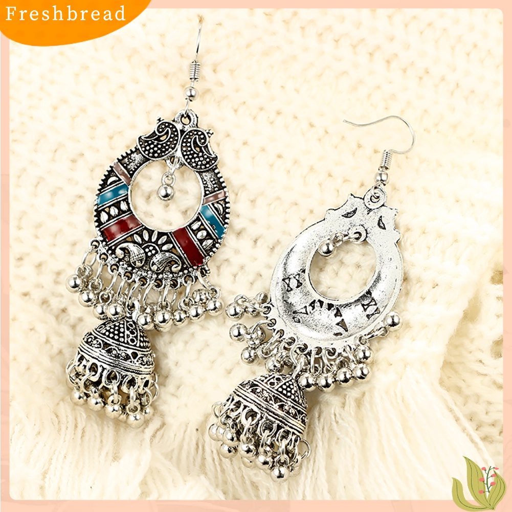 &lt; Freshbread &gt; Retro Panjang Berongga Menjuntai Rumbai Lonceng Kait Anting Wanita Pesta Perjamuan Perhiasan