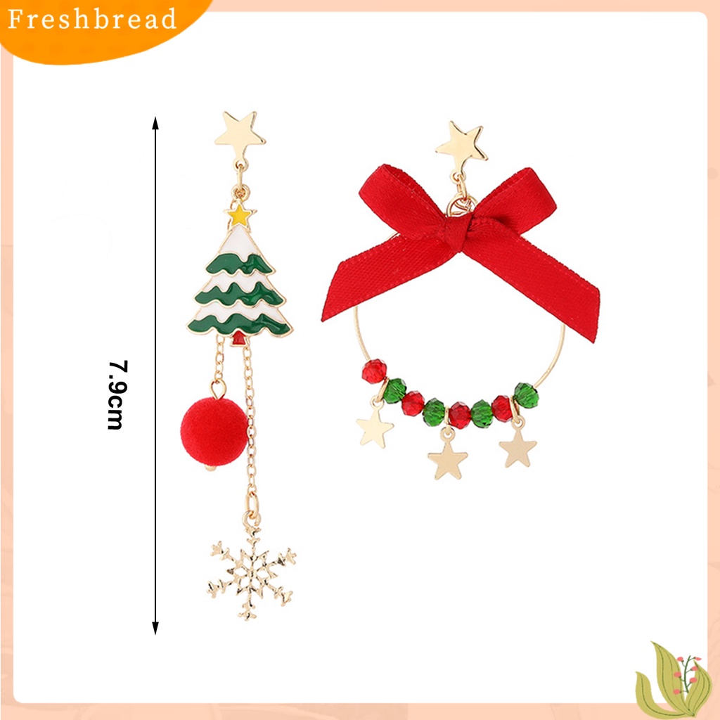 &lt; Freshbread &gt; 1pasang Anting Natal Kartun Asimetris Panjang Rumbai Bintang Rambut Bola Hias Hadiah Tahun Baru Pohon Xmas Rusa Pinguin Menjuntai Anting Perhiasan Fashion Untuk Liburan