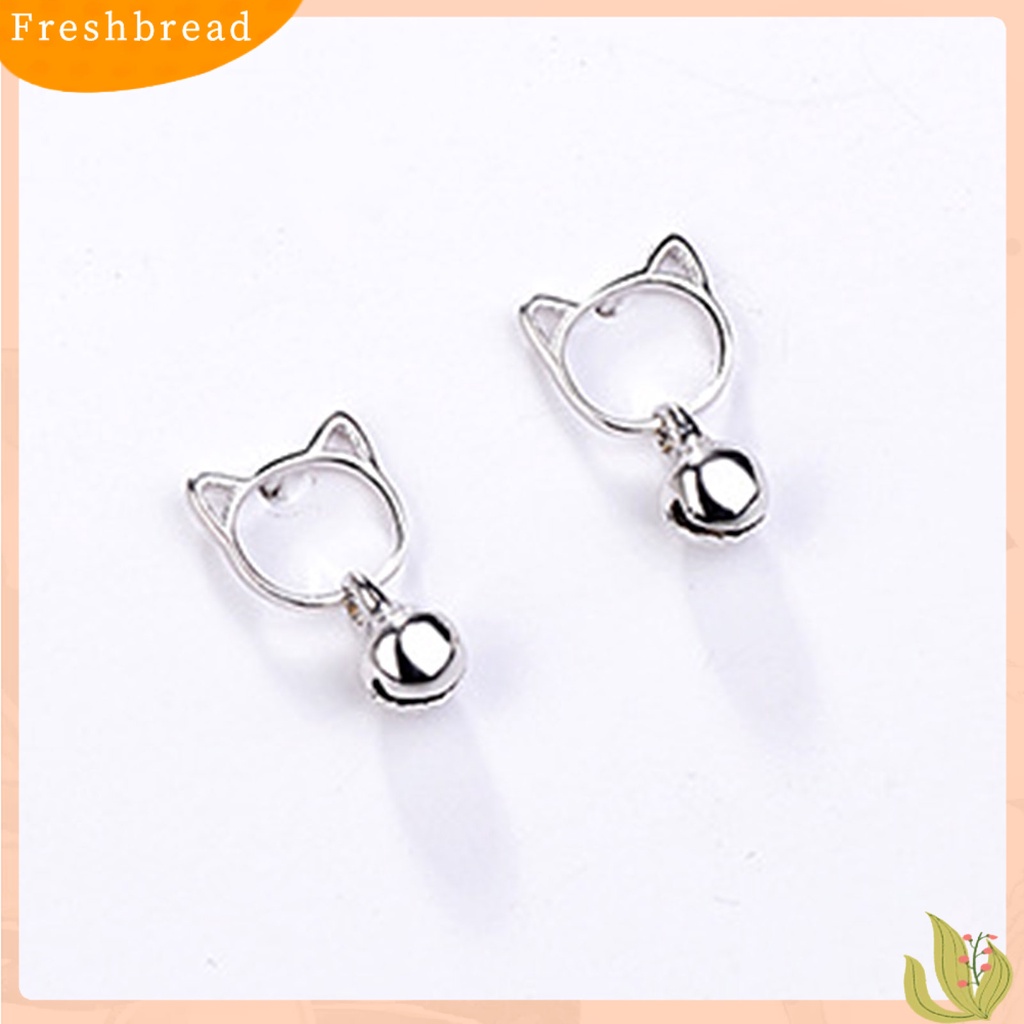 &lt; Freshbread &gt; 1pasang Piercing Ear Stud Anting Tusuk Tema Kucing Hias Tembaga Untuk Pesta