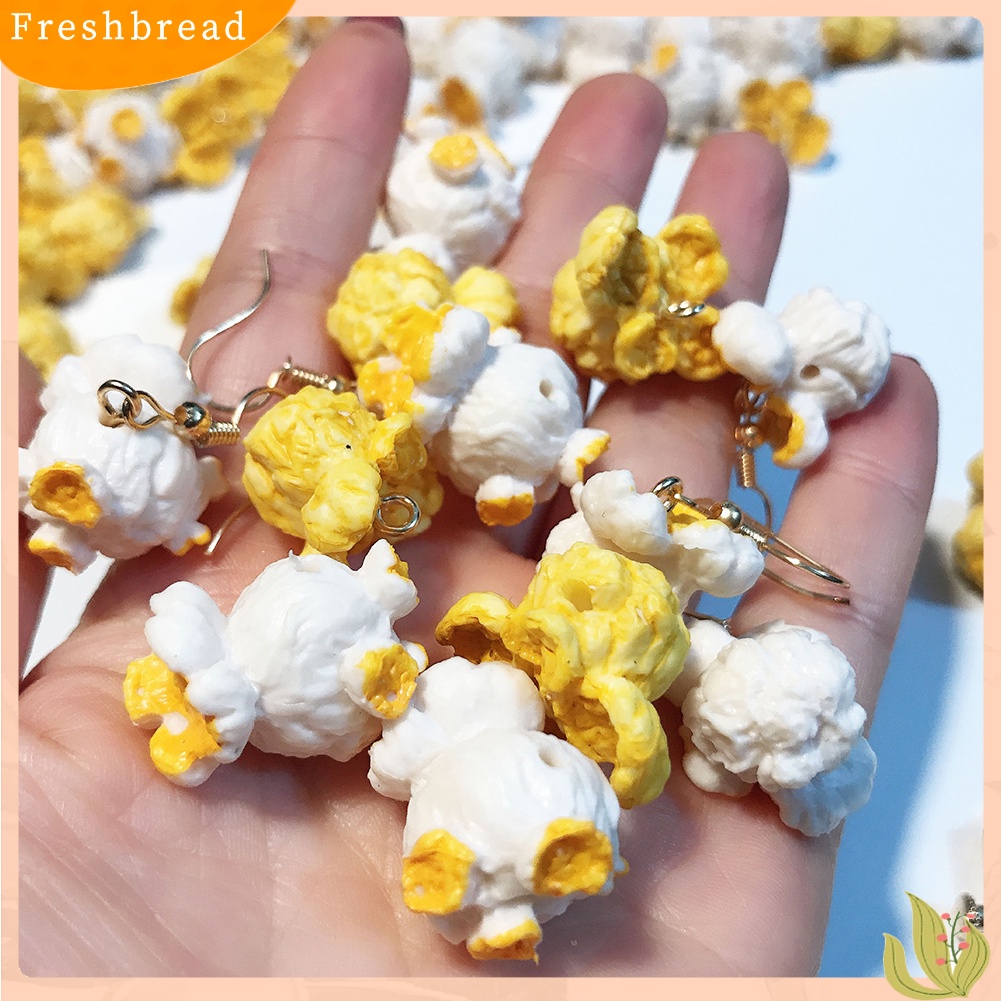 &lt; Freshbread &gt; Lucu Wanita Popcorn Makanan Menjuntai Telinga Klip Kait Anting Pesta Club Perhiasan Hadiah