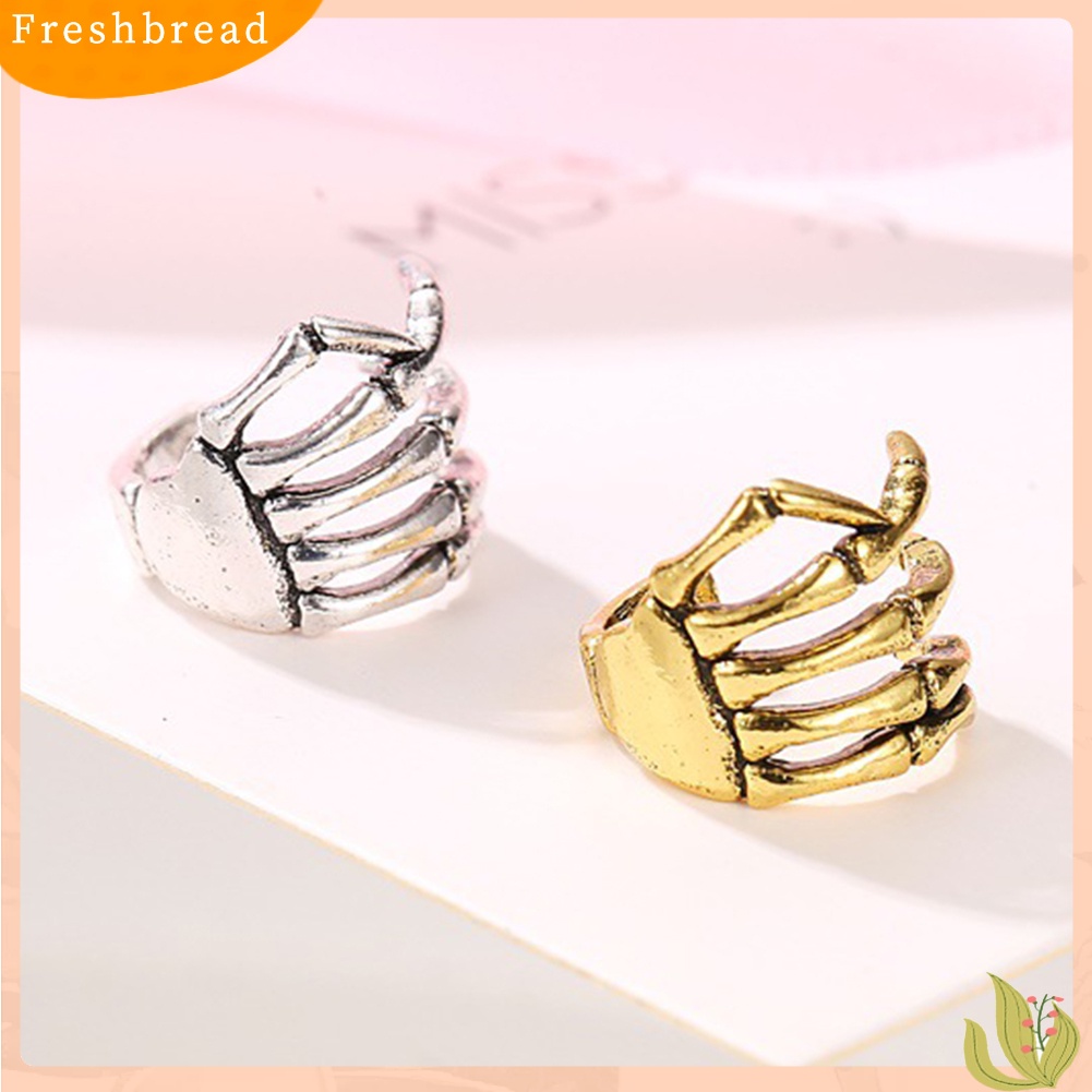 &lt; Freshbread &gt; 1Pc Wanita Tengkorak Tangan Telinga Manset Klip On Anting Tulang Rawan Perhiasan Non-piercing