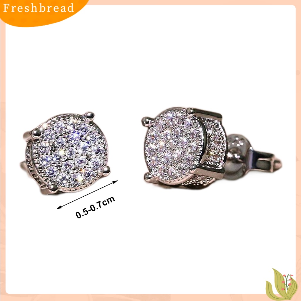 &lt; Freshbread &gt; 1pasang Anting Tusuk Perhiasan Geometris Cubic Zirconia Anting Vintage Berkilau Untuk Pernikahan