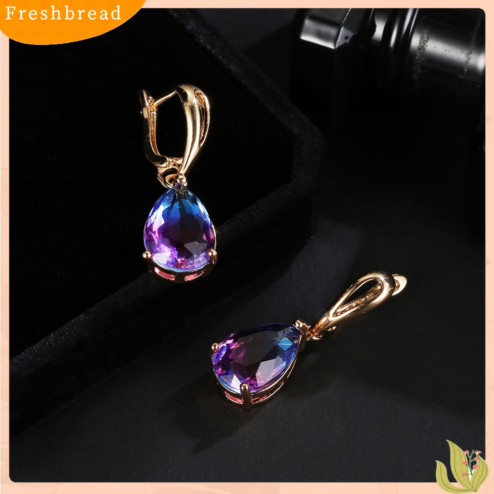 &lt; Freshbread &gt; Christmas Lady Teardrop Faux Gemstone Hias Menjuntai Leverback Earrings Hadiah Xmas