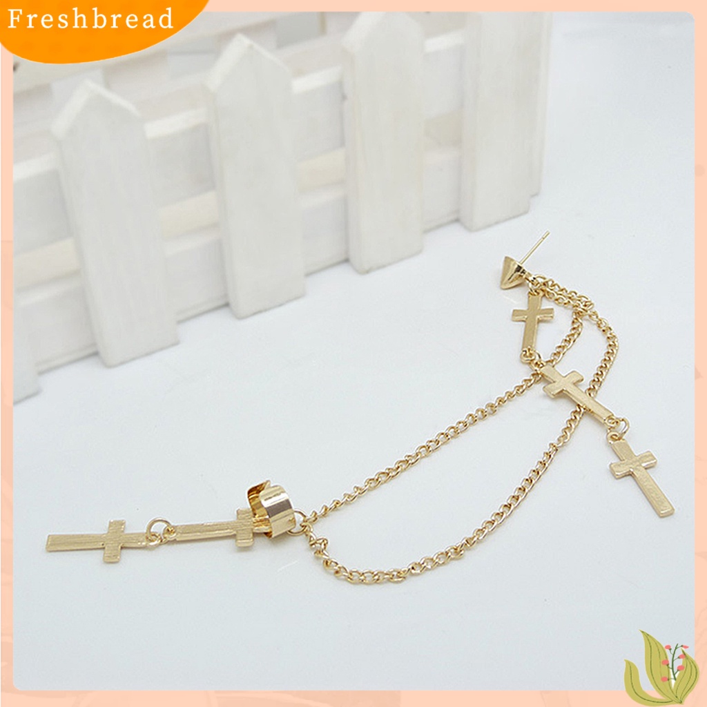 &lt; Freshbread &gt; 1Pc Manset Telinga Cross Juntai Serbaguna Alloy Wanita Fashion Punk Ear Crawler Untuk Wanita