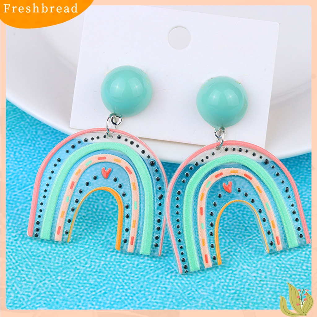 &lt; Freshbread &gt; 1pasang Anting Tusuk Lucu Bebas Alergi Akrilik Desain Kreatif Awan Pelangi Anting Menjuntai Untuk Perempuan