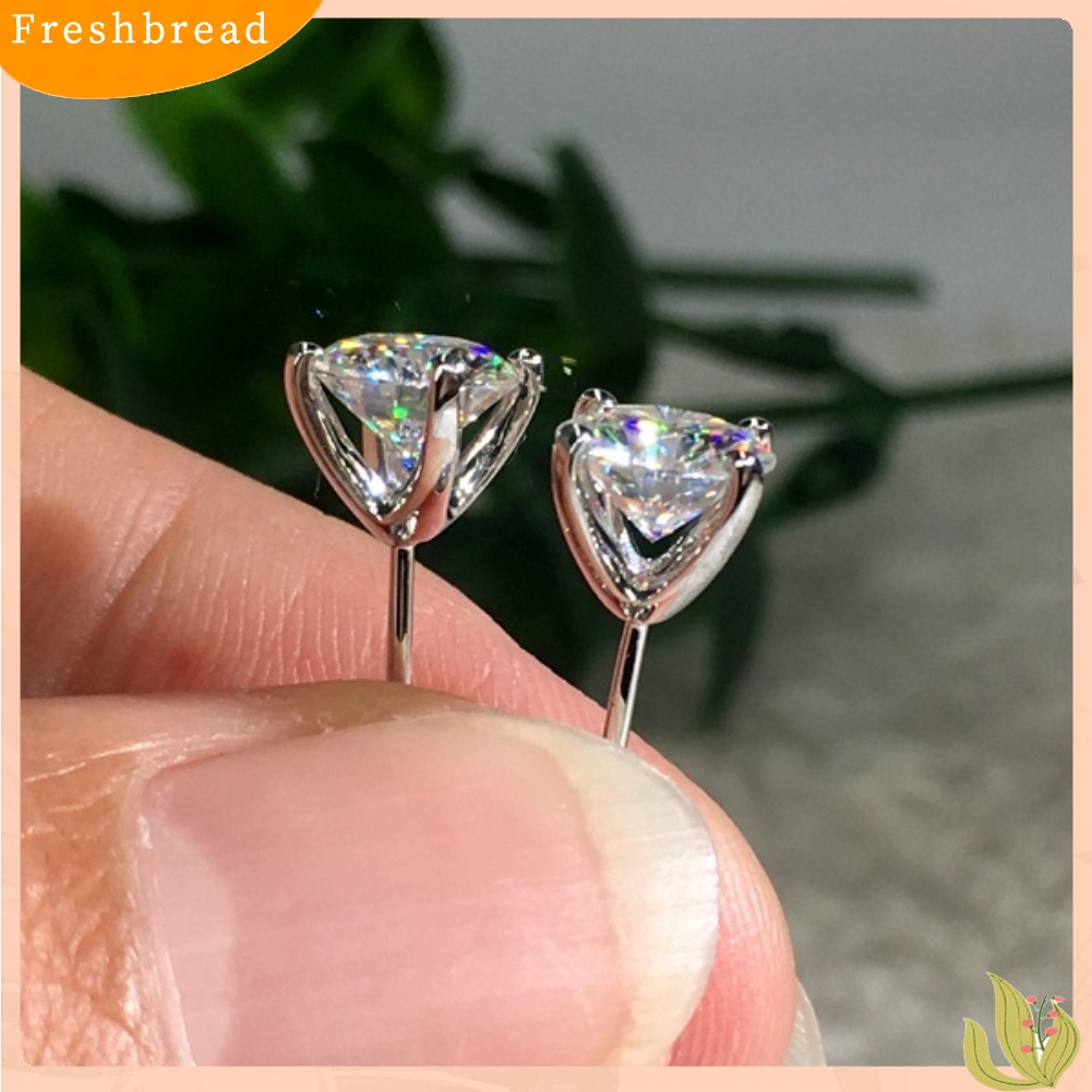 &lt; Freshbread &gt; Fashion Wanita Potongan Bulat Cubic Zirconia Hias Telinga Stud Anting Perhiasan Hadiah