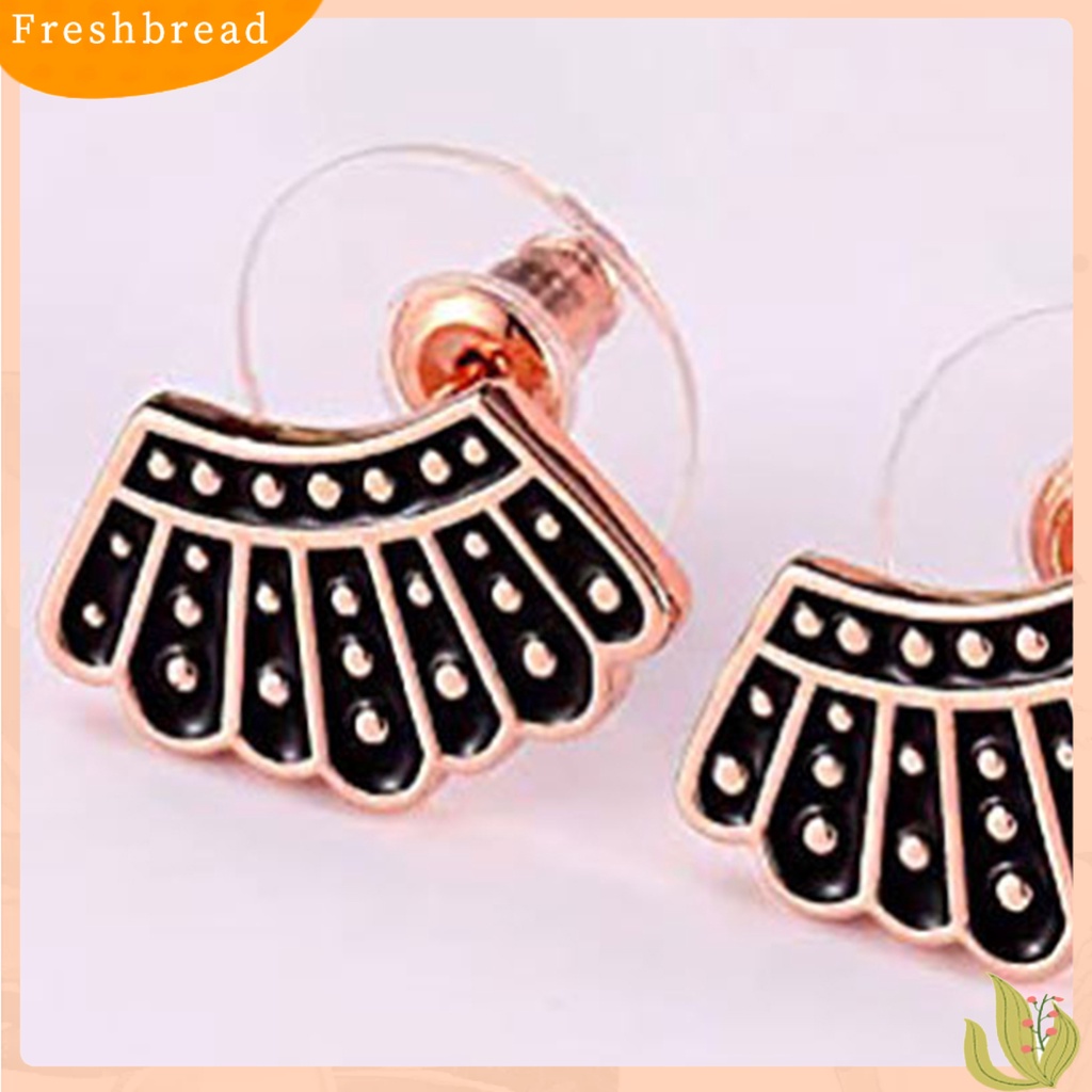 &lt; Freshbread &gt; 1pasang Anting Pejantan Bagus Gloss Nyaman Dipakai Pola Kipas Indah Pesona Perhiasan Fashion Busana Daily Dress Up Aksesori Tindik Telinga Studs Wanita Anting-Anting