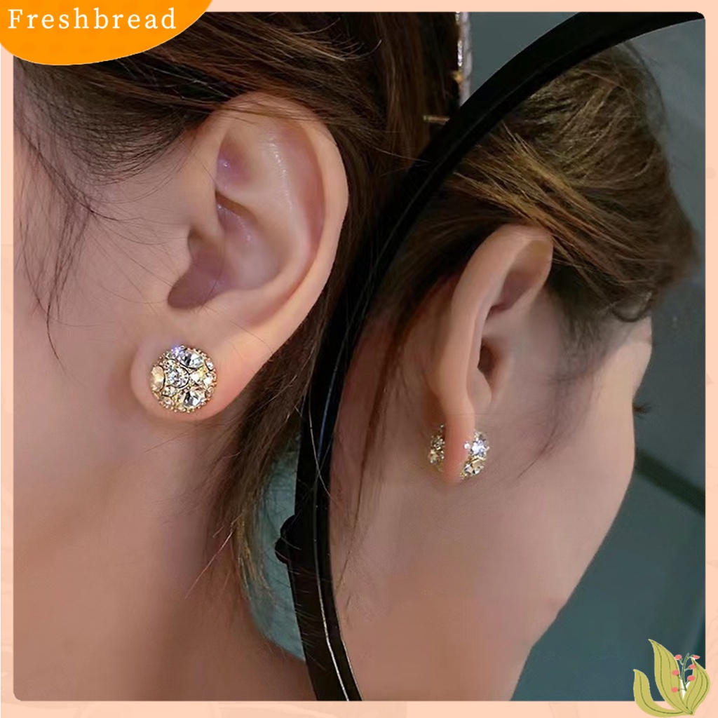 &lt; Freshbread &gt; 1pasang Anting Pejantan Tindik Palsu Berlian Imitasi Cubic Zirconia Hias Temperamen Shiny Dekorasi Kepribadian Ada Lubang Telinga Anting Perhiasan Aksesori