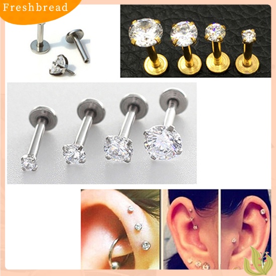 &lt; Freshbread &gt; Pria Wanita Berlian Imitasi Tulang Rawan Tragus Bar Helix Telinga Atas Anting Stud Perhiasan