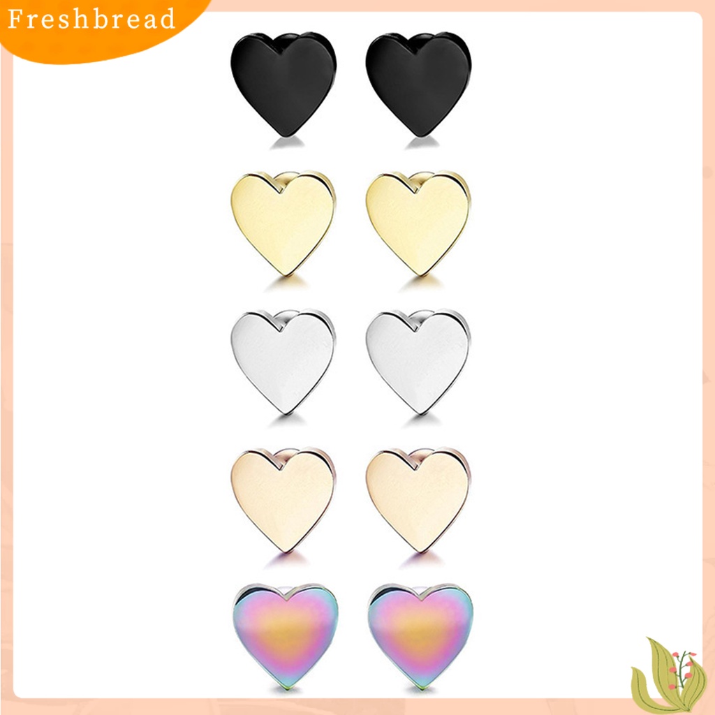 &lt; Freshbread &gt; 1Pc Cartilage Ear Stud Earring Electroplating Geometric Bright Luster Bebas Alergi Nyaman Hadiah Hias Pria Wanita Bentuk Hati Tragus Ear Stud