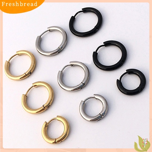 &lt; Freshbread &gt; 1Pc 16/21/23mm Gothic Punk Sederhana Baja Titanium Hoop Earring Tindik Anting