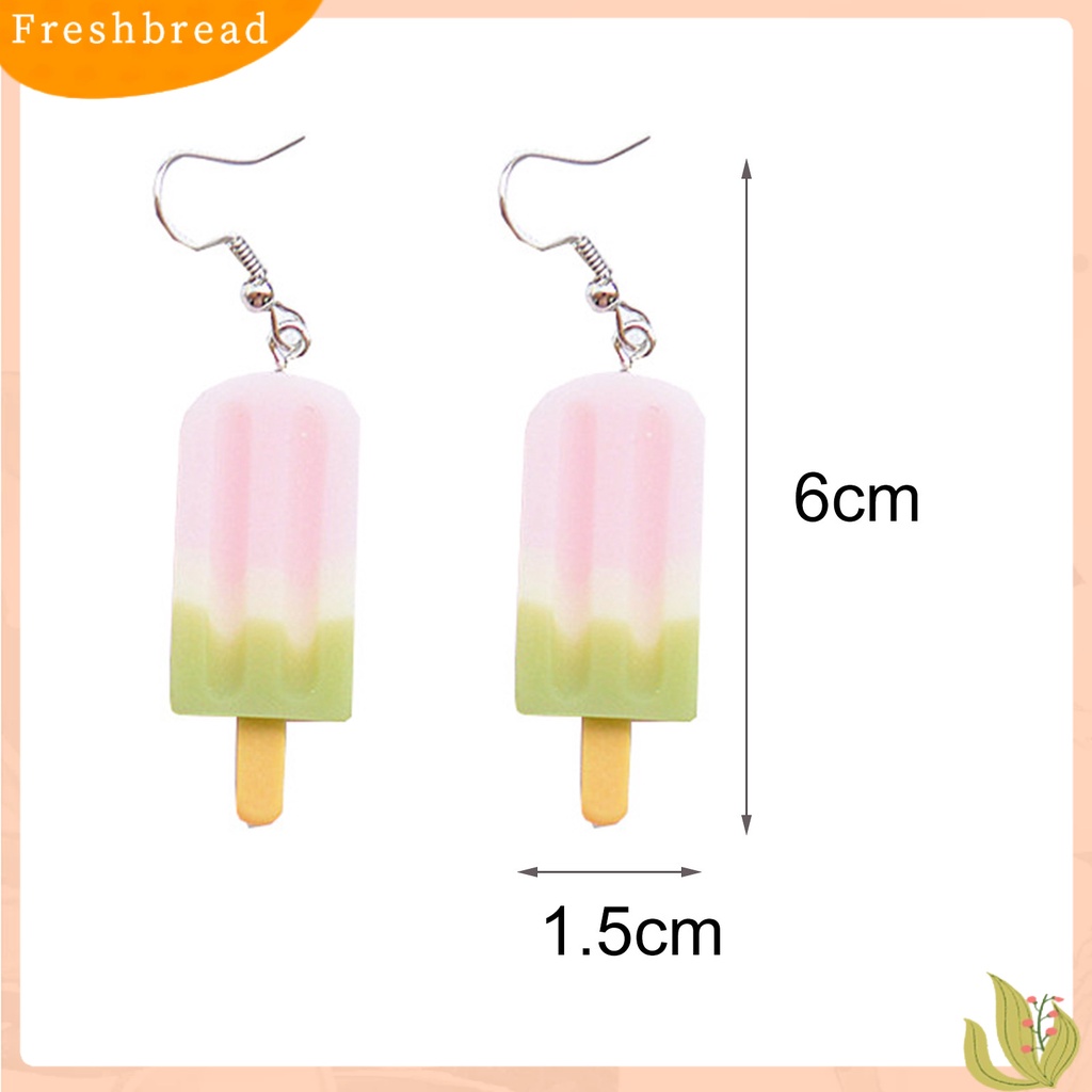 &lt; Freshbread &gt; Anting Menjuntai Emulasi Es Krim Manis Hidup Lucu Stainless Perempuan Eardrop Untuk Hadiah