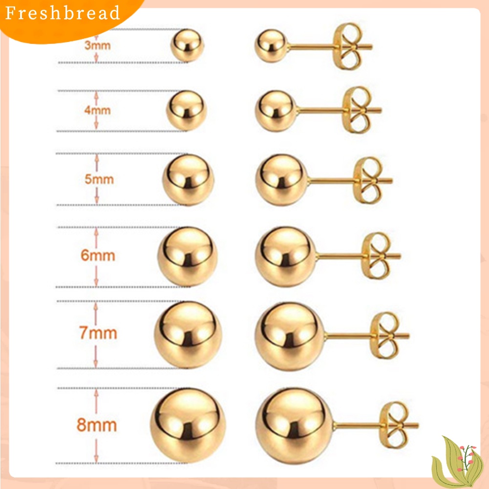 &lt; Freshbread &gt; Fashion Unisex Perak Berlapis Bola Telinga Pejantan Anting Tindik Pesta Perhiasan Hadiah