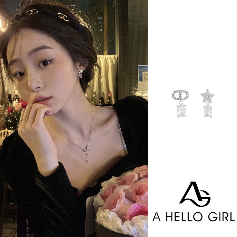 Anting Tusuk Desain Bintang Hias Zircon Untuk Wanita 2022 HELLO GIRL