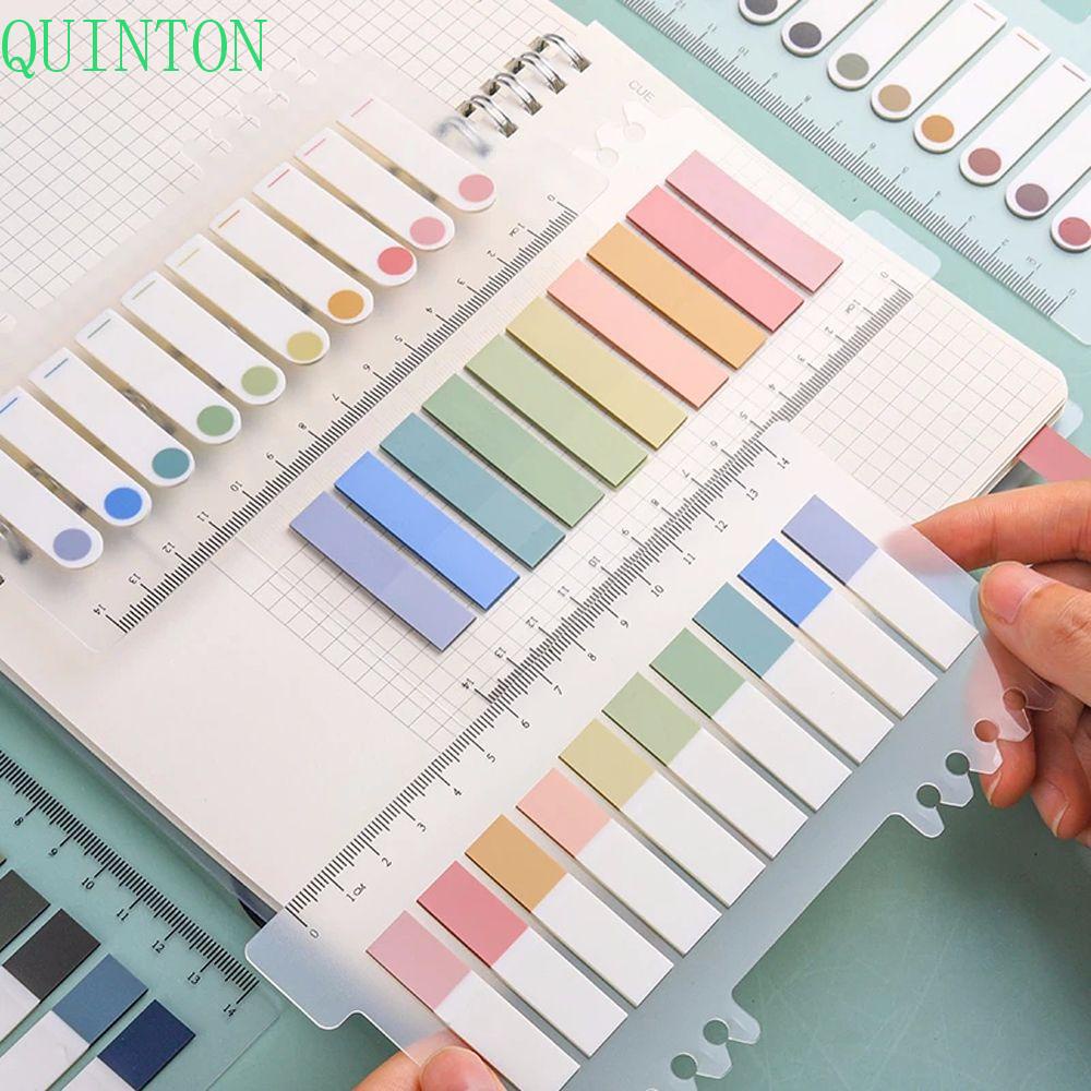 QUINTON 200 Sheets/pack Sticky Notes School Stationery Note Bookmarks Loose Leaf Index Sticky Notes Color Pagination Label Indicator Label Removable Colorful Translucent Notepad Stickers Memo Pad Label