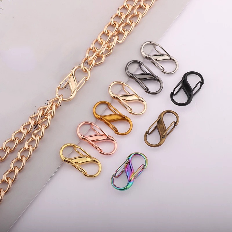 S Type Shape Adjustable Metal Buckle/Kaitan Rantai Gesper Ganda Klip Logam Kecil Untuk Extender Aksesoris Panjang Rantai Tas