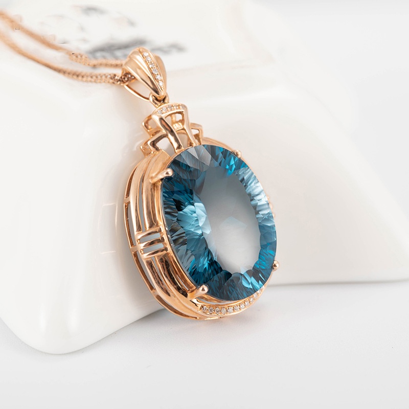 Goldkingdom Aksesoris Perhiasan Fashion Ready Stock Set Kalung Batu Permata Berwarna Dengan Liontin Zirkon Afrika Selatan Batu Permata Berwarna