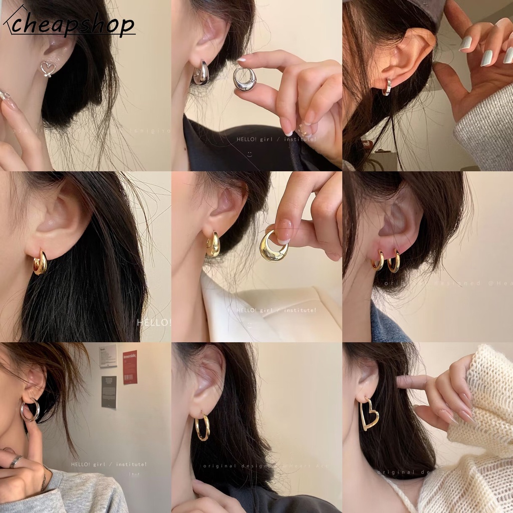 IFYOU Jika Anda Anting Mutiara Oval Polos Sederhana Fashion Anting Hoop Emas Untuk Perhiasan Aksesoris Wanita