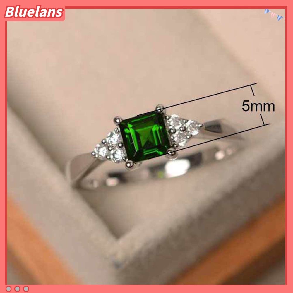 {In Stock} Fashion Wanita Square Cut Cubic Zirconia Hias Cincin Pertunangan Perhiasan Hadiah