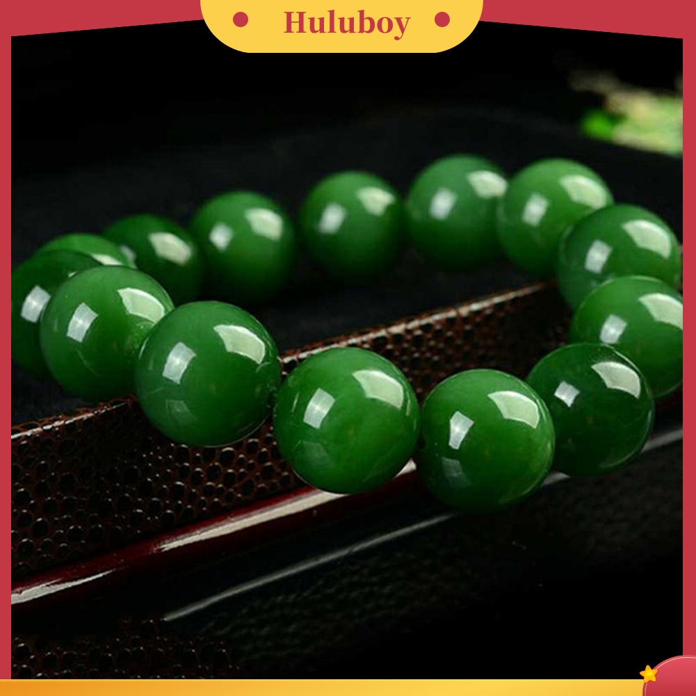 {Ready Stock} Natural 10mm Hijau Tua Faux Jade Putaran Beads Melar Bangle Gelang Hadiah