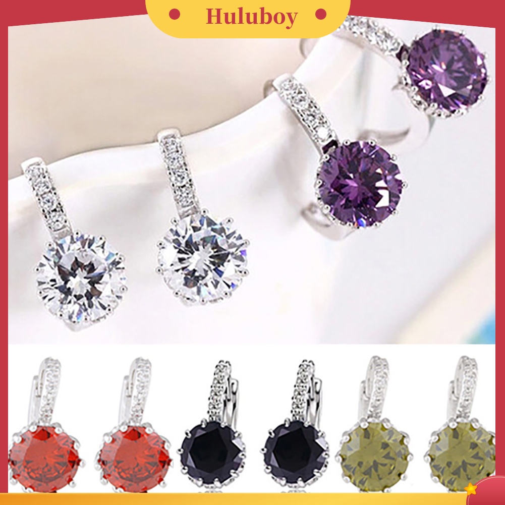 {Ready Stock} Wanita Fashion Berlapis Emas 9K Zirkon Berlian Imitasi Huggie Earrings Perhiasan Hadiah