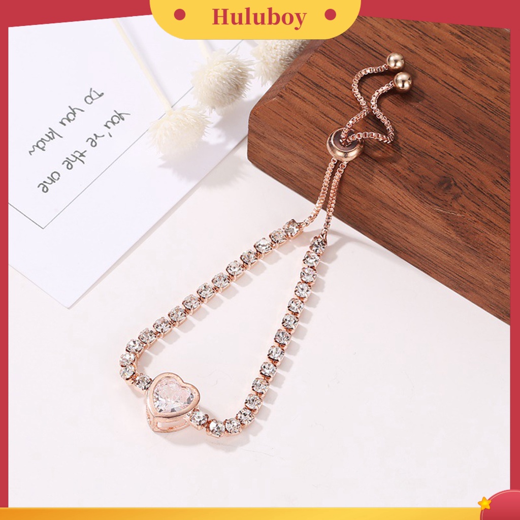 {Ready Stock} Gelang Wanita Hati Cubic Zirconia Perhiasan Bersinar Gaya Korea Bangle Untuk Pesta