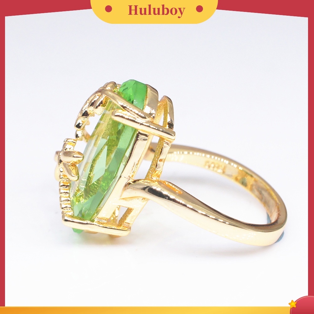 {Ready Stock} Chic Wanita Capung Daun Oval Permata Imitasi Memutar Jari Cincin Perhiasan Pernikahan Hadiah