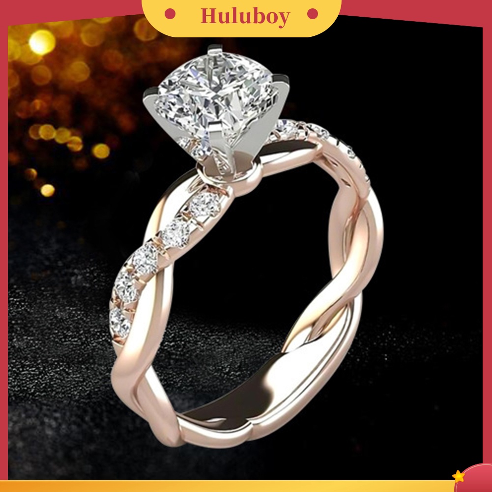 {Ready Stock} Wanita Cubic Zirconia Bertatahkan Twist Finger Ring Hadiah Perhiasan Pertunangan Pernikahan