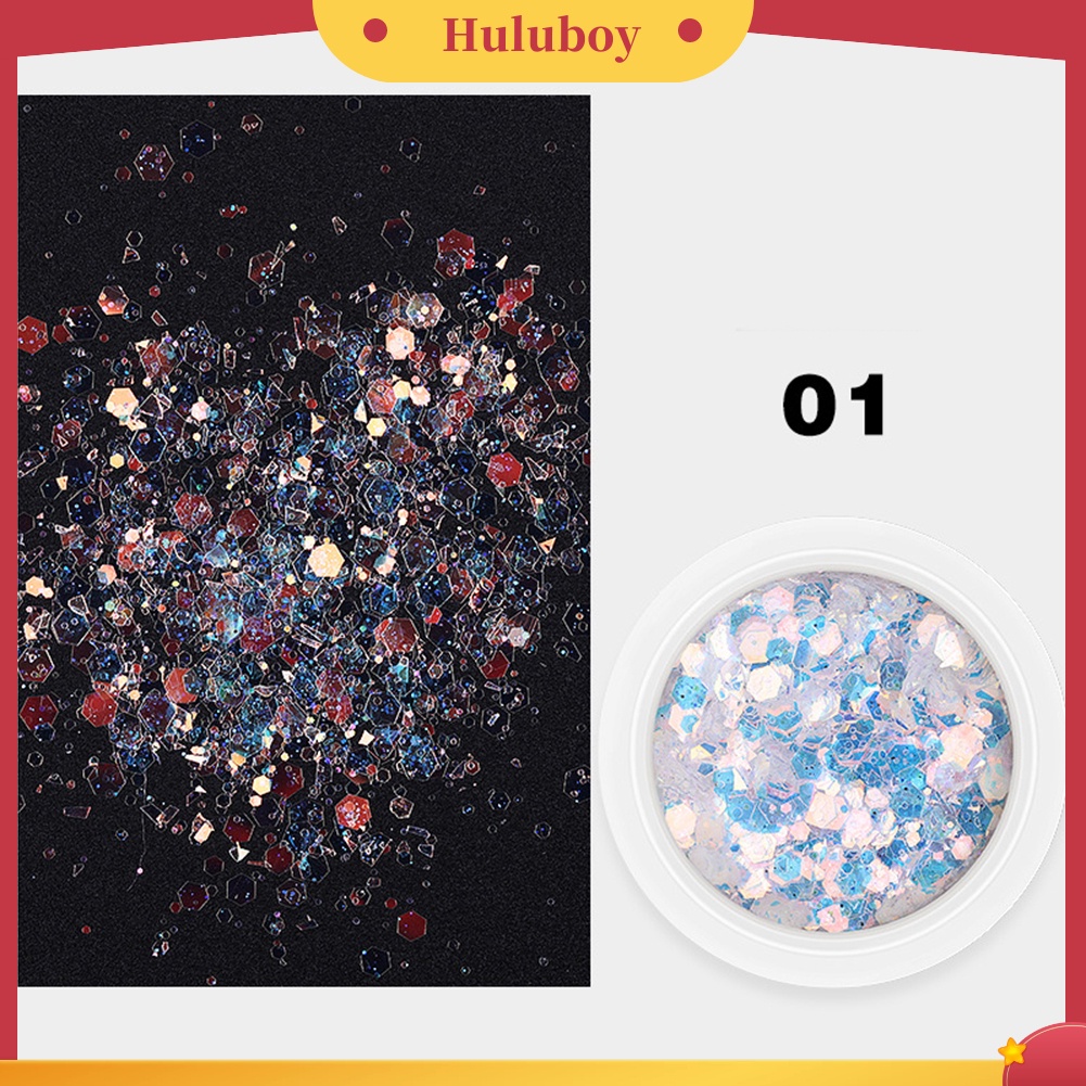 {In Stock} 3D Ukuran Mini Hologram Nail Art Sequin Glitter Powder Polish Dekorasi