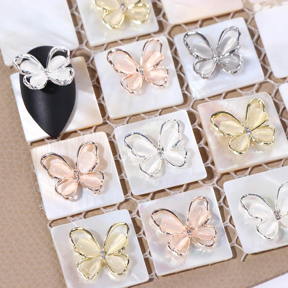 Needway   Butterfly Nail Art Dekorasi Korea Fashion Ins Style Mata Kucing Batu Cat Eye Nail Drill