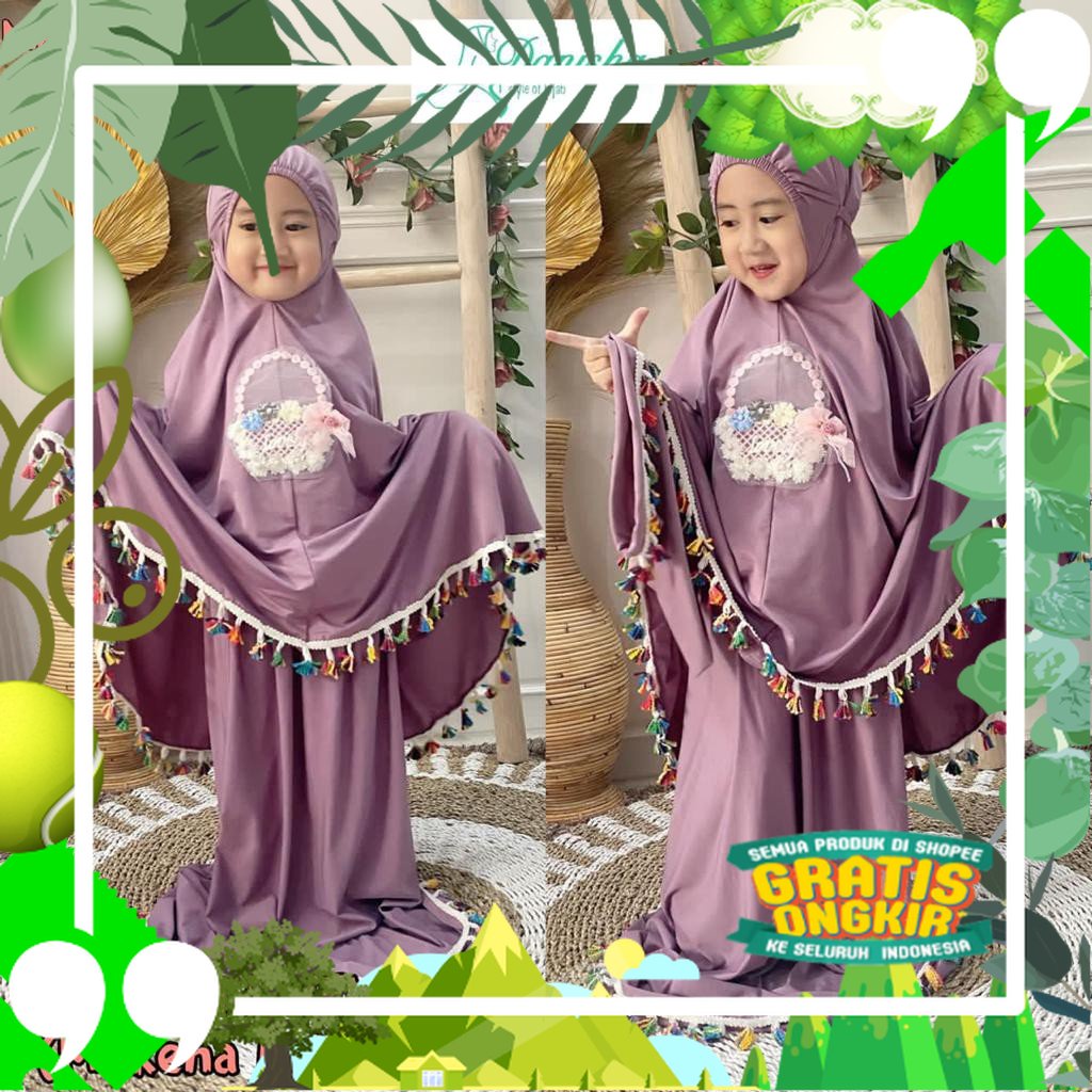Mukena Mukenah Anak Naima Tassel Kids Ori Danisha Hijab By Athirtextile/ Trendy Modis