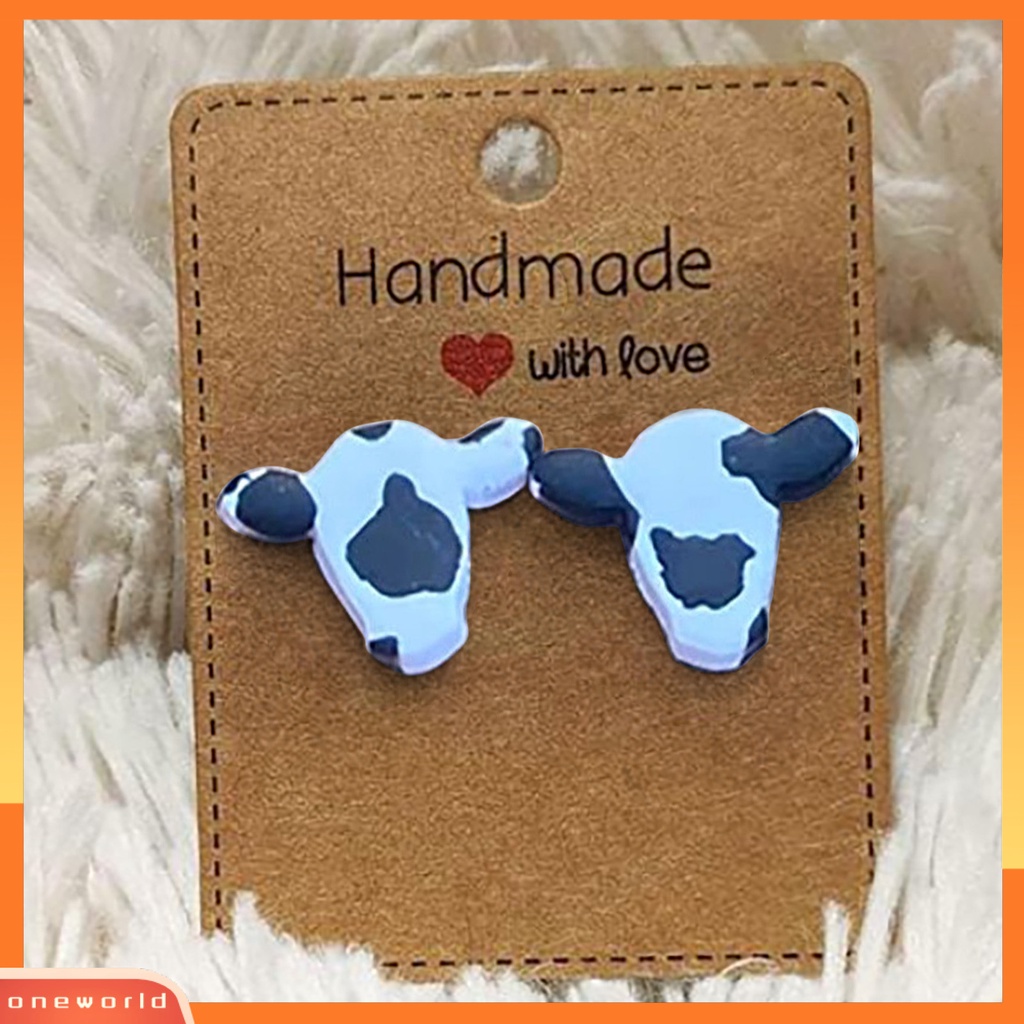 [OWR] 1pasang Ear Studs Akrilik Lucu Kecil Padat Kepribadian Hadiah Hypoallergenic Dairy Cow Shape Women Earrings Fashion Jewelry