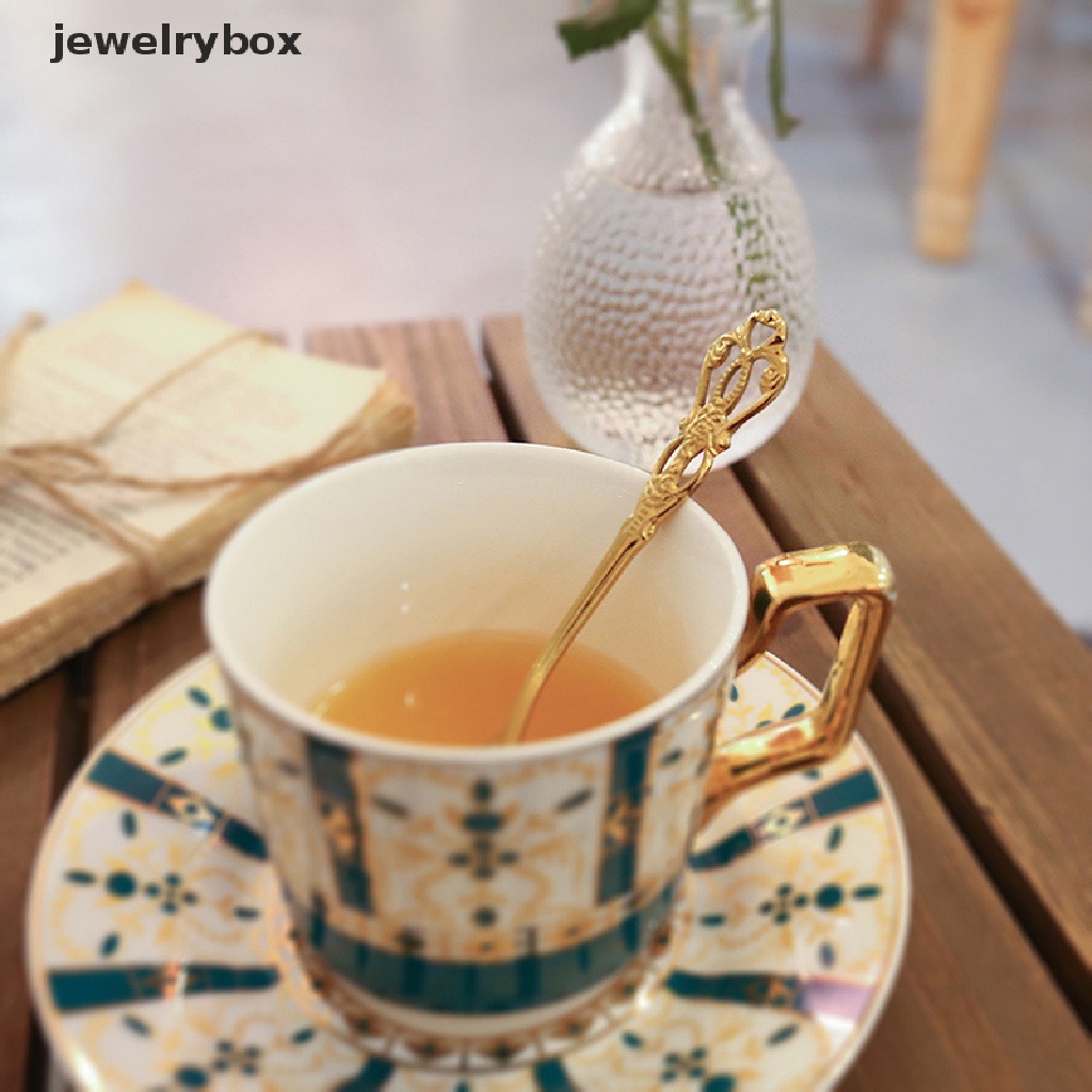 [jewelrybox] Sendok Fashion Dipoles Gaya Vintage Stainless Steel Kreatif Minum Kue Sendok Garpu Peralatan Makan Untuk Butik Dessert