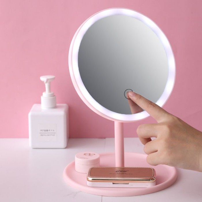 Cermin Make up dengan Lampu LED Touchscreen Putar 90 derajat / CERMIN MEJA RIAS / LED Make UpMirror