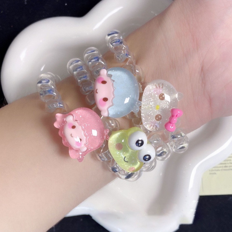 Wanita Kartun Lucu Hello Kitty Kodok Rambut Band Wanita Elastis Telepon Kawat Ikat Rambut Gelang Gadis Kawaii Manis Rambut Rings Populer Aksesoris Rambut